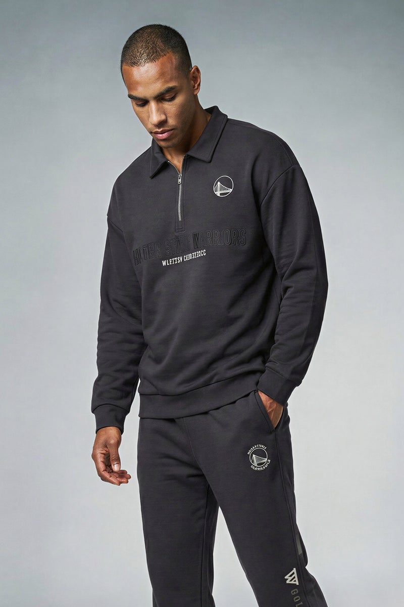 DeFacto Grey Man Boxy Fit NBA Golden State Warriors Long Sleeve Sweatshirt Casual - Image 1